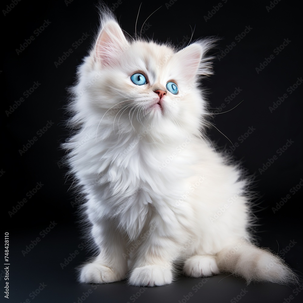 A beautiful cat with blue eyes is sitting.