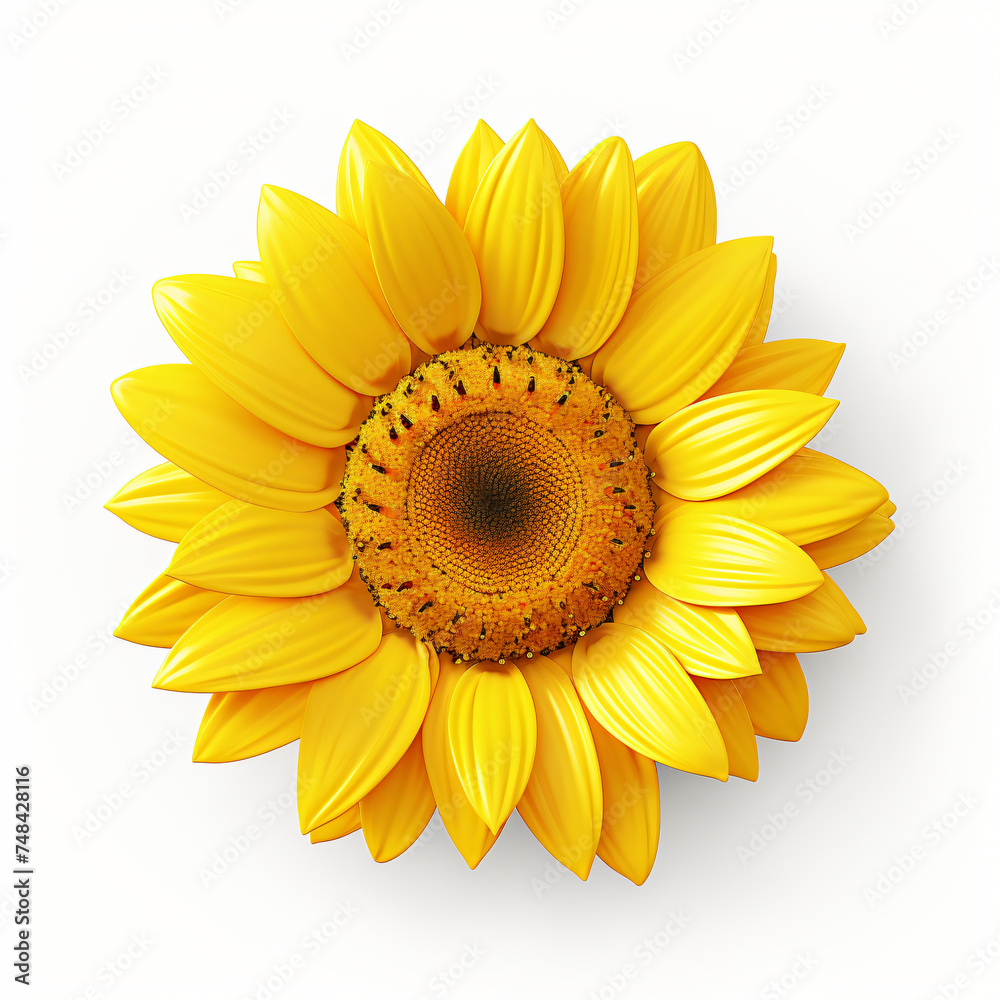 Fototapeta premium 3d render icon of sunflower head isolated generated AI
