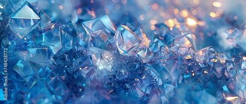 A detailed view showcasing a cluster of vivid blue diamonds, each reflecting light with its unique facets and angles, creating a mesmerizing display.