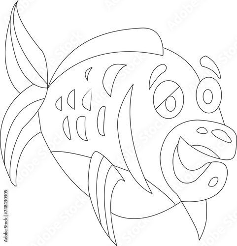 Funny fish coloring page for children photo