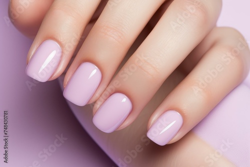 Delicate Pastel color of nail polish beauty on table. Care modern acrylic gel. Generate Ai