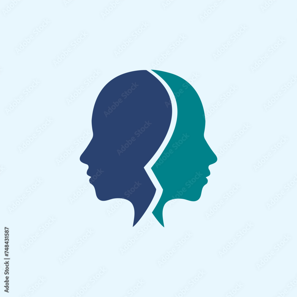 two woman head face silhouette character illustration. beauty logo icon vector
