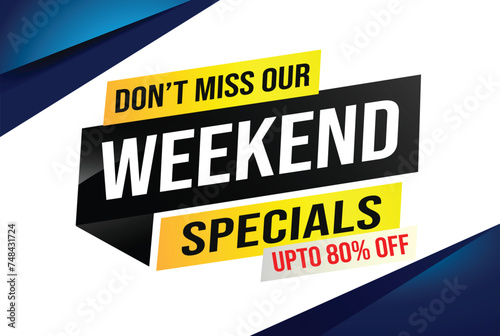 weekend specials word concept vector illustration and 3d style, landing page, template, ui, web, mobile app, poster, banner, flyer, background, gift card, coupon, label, wallpaper

