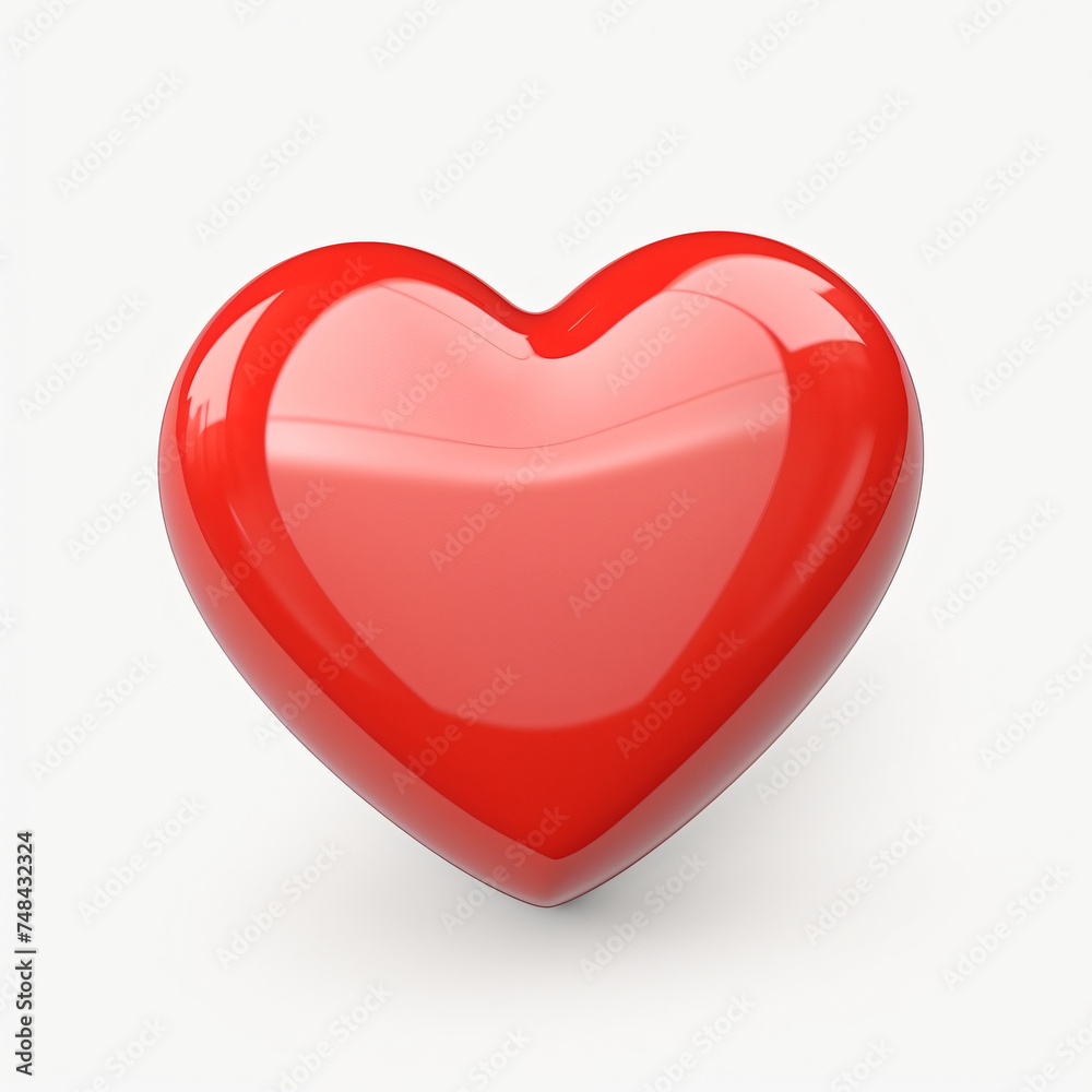 3d render icon of red heart cartoon isolated generated AI