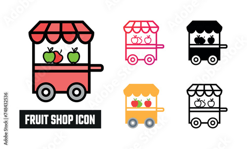 Fruit shop Icon Set Vector Illustration