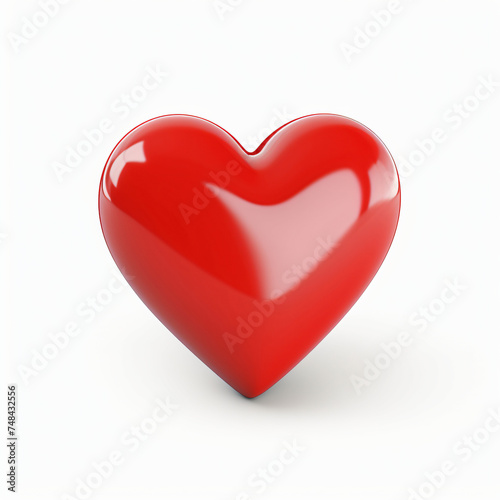 3d render icon of red heart cartoon isolated generated AI