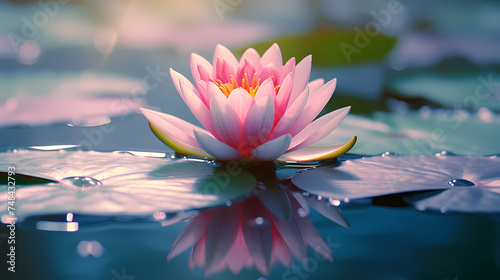 Gorgeous water lilies with space for text  tranquil nature background design