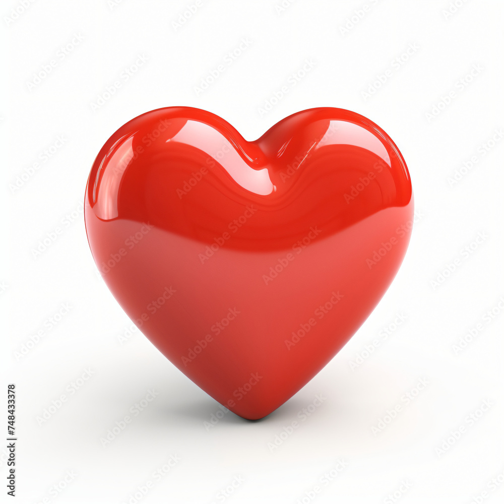 3d render icon of red heart cartoon isolated generated AI 3d render icon of red heart cartoon isolated generated AI