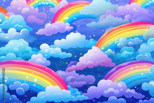 Picturesque Rainbow sky clouds nature. Day color. Generate Ai