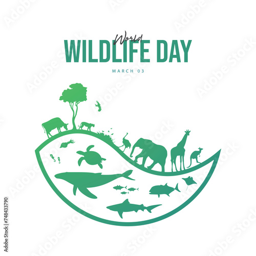 World wildlife day. Wildlife vector illustration. Suitable for templates, web, social media, greeting cards etc