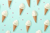 Sweet White ice cream berry pattern. Surface creamy. Generate ai