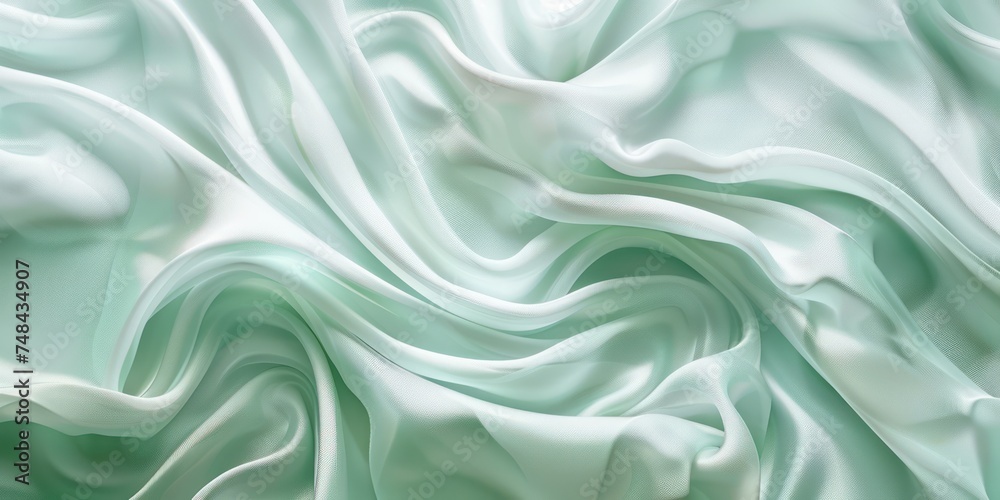 Abstract smooth lines, soft colors mint weave of cotton or linen satin fabric lies texture background. Abstract smooth lines, soft colors mint weave of cotton or linen satin fabric lies texture background.