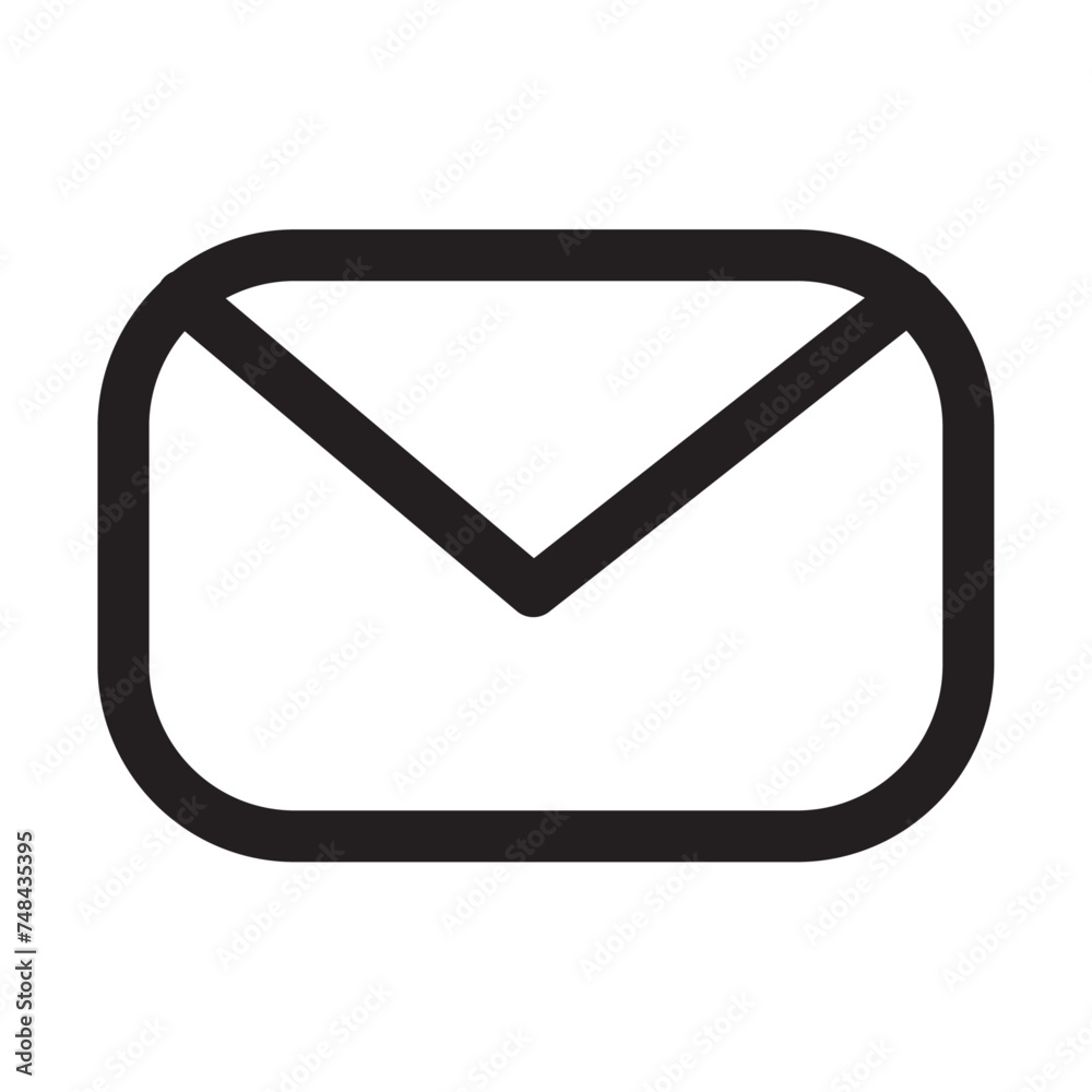 icon of a letter for buttons, web, emails. black, minimalist symbol. envelope with round corners icon of a letter for buttons, web, emails. black, minimalist symbol. envelope with round corners
