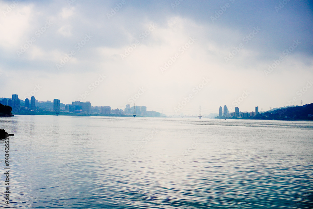 Taipei, Taiwan, Republic of China, 01 22 2024: Clean Tamsui river in a raining day in winter
Taipei, Taiwan, Republic of China, 01 22 2024: Clean Tamsui river in a raining day in winter