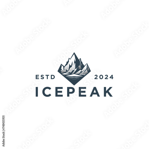 Logo Template Mountain peak adventure rock mountain peak logo vector art illustration