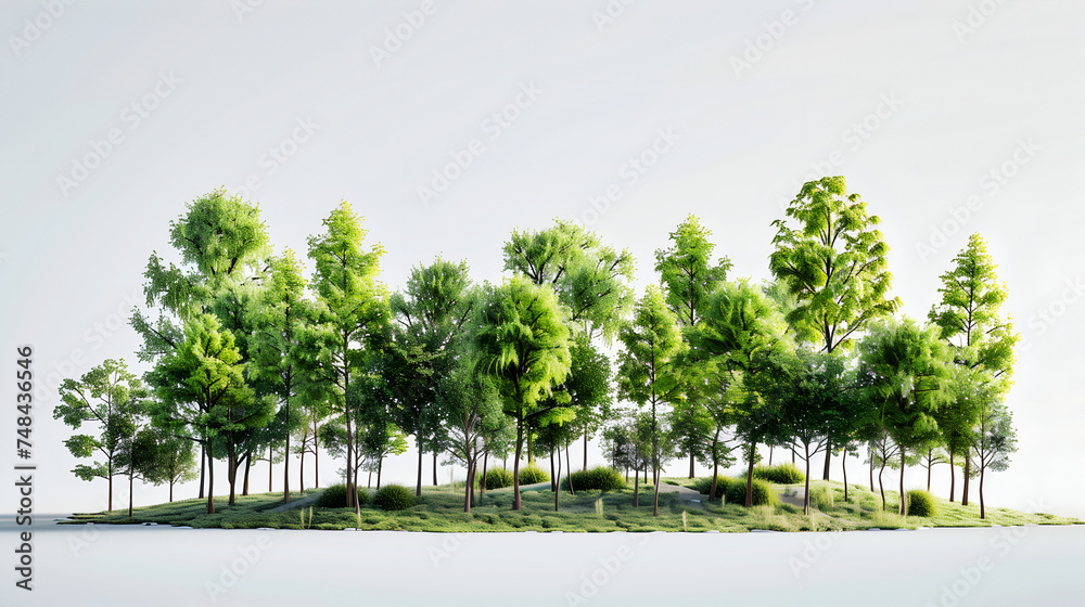 set of green trees isolated, tree in spring set of green trees isolated, tree in spring