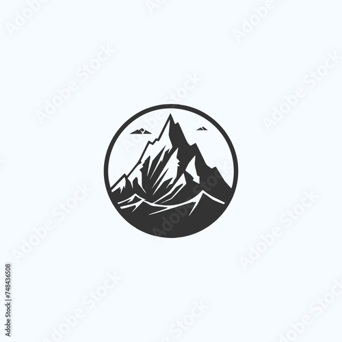 Logo Template Mountain peak adventure rock mountain peak logo vector art illustration