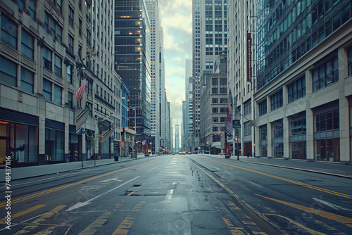 City background, street level, empty modern city street backplate for automotive.