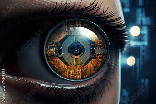 High-tech Futuristic eye. Concept scan tech. Generate Ai