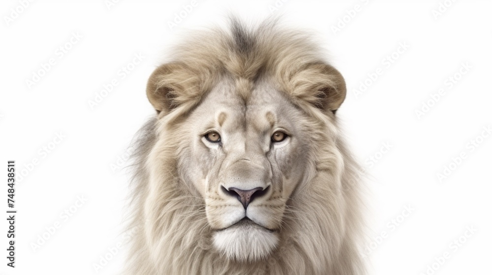 Fototapeta premium traditional lion face white background AI generative