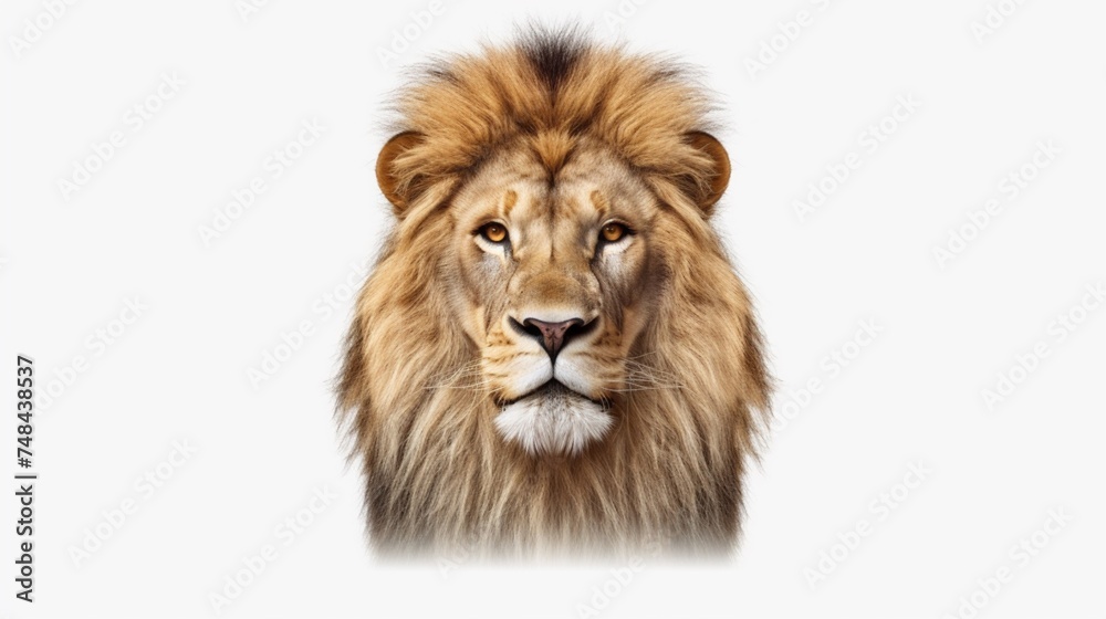 traditional lion face white background AI generative