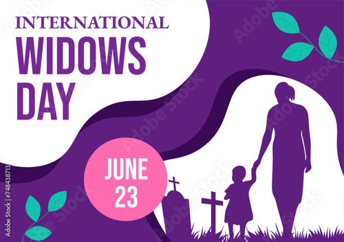 Widows Day Social Media Background Flat Cartoon Hand Drawn Templates Illustration