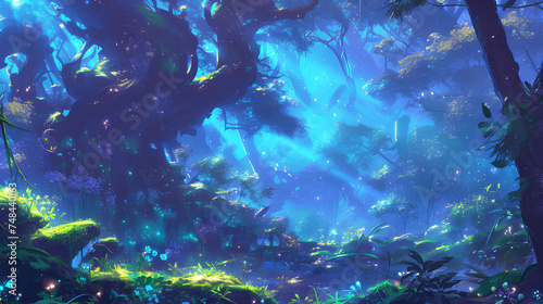 fantasy forest plant anime background