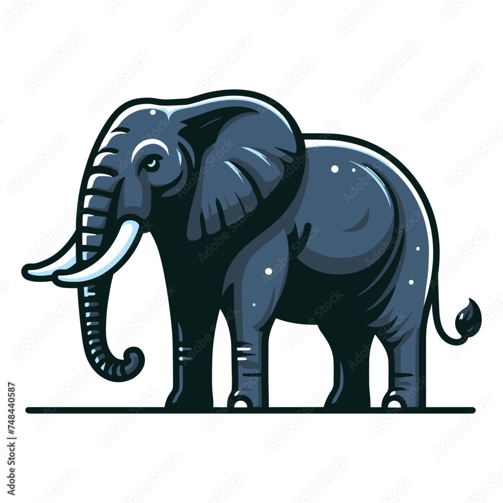 Fototapeta premium Elephant full body vector illustration, zoology illustration, African safari wild animal design template isolated on white background