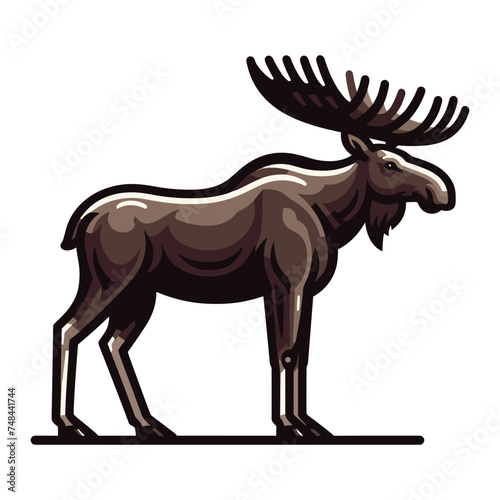 Moose buck elk full body vector illustration, zoology illustration, wild animal moose design template isolated on white background © lartestudio