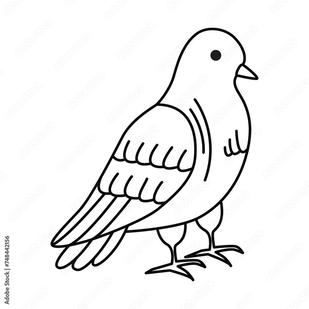 Fototapeta premium Line art of pigeon cartoon vector