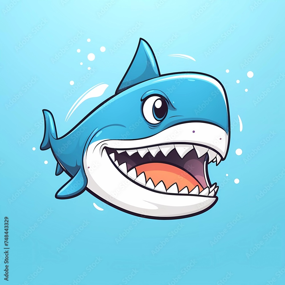 Hand drawn vector illustration of a cute shark head character. with a minimalist background. generative ai Hand drawn vector illustration of a cute shark head character. with a minimalist background. generative ai