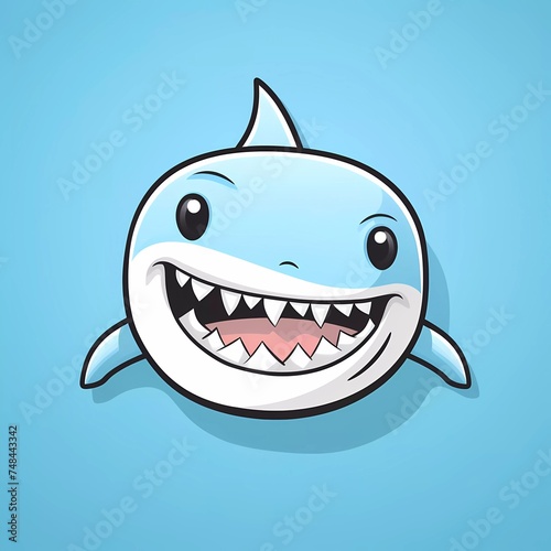 Hand drawn vector illustration of a cute shark head character. with a minimalist background. generative ai