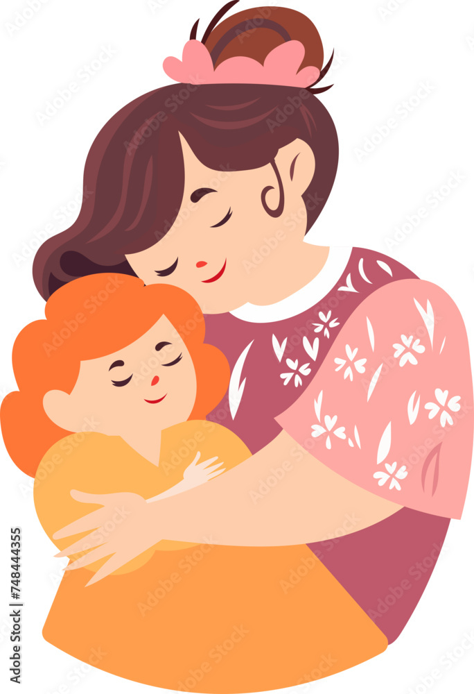 Mother's Day with flower wreath illustration, greeting card Mother's Day with flower wreath illustration, greeting card