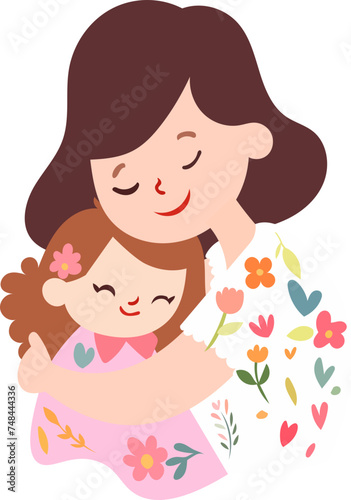 Mother s Day with flower wreath illustration  greeting card