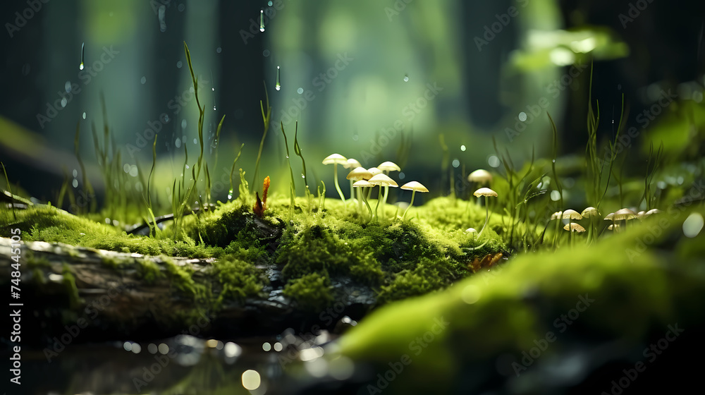 Close-up of lush green moss