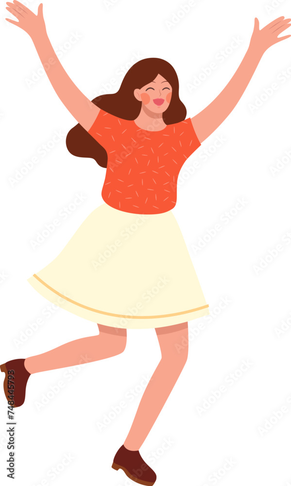 Woman in Cute Outfit Cheering Woman in Cute Outfit Cheering