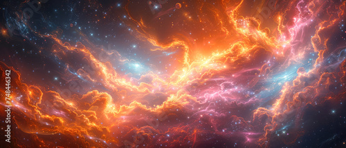 Cosmic galaxy backdrop with shimmering stars and beautiful nebulae.Generative AI