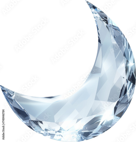 half moon,crystal shape of moon,half moon made of crystal diamond gem isolated on white or transparent background,transparency  photo