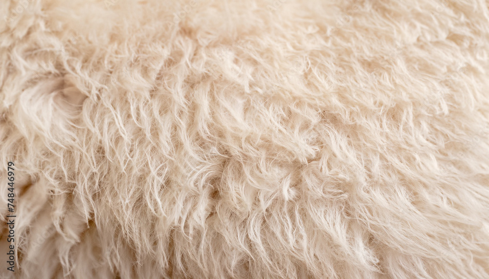 Soft white texture background cotton wool light sheep wool close up fluffy fur beige toned wool delicate peach tinted furry animal hair fiber macro detail - obrazy, fototapety, plakaty 