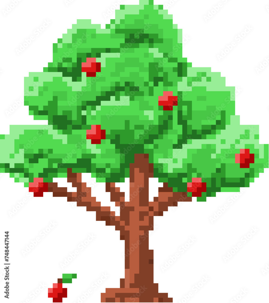 Fototapeta premium Pixel art apple tree