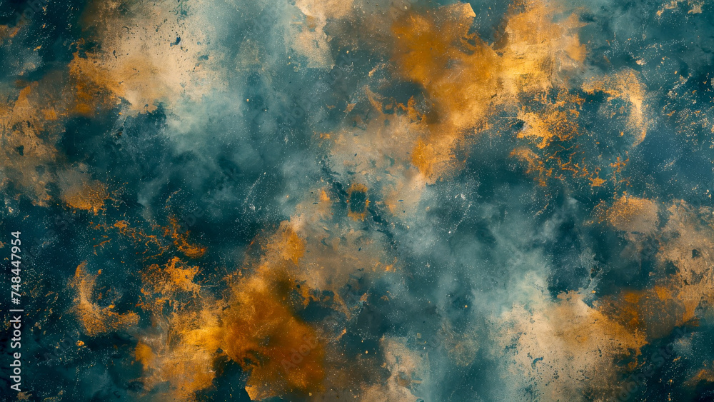 Abstract cosmic cloud texture with golden brown accents