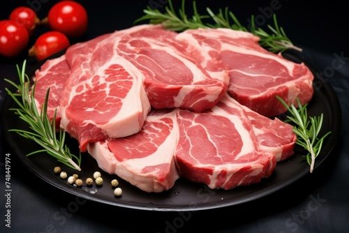 Fatty Raw pork meat. Pig rib. Generate Ai