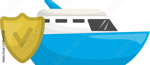 Cruise Ship Insurance Icon Illustration