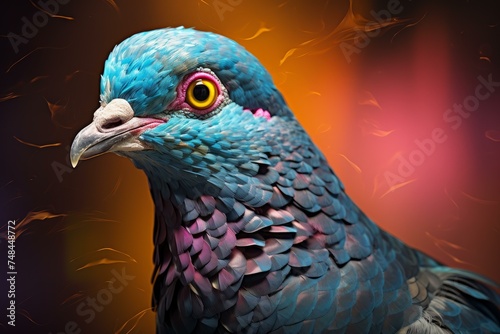 Elegant Pigeon bird art. Creative head. Generate Ai