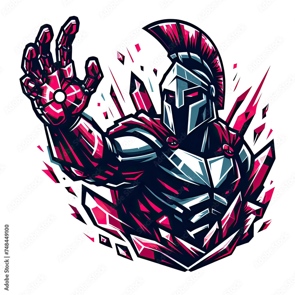 Spartan Attack angry pose for sticker, T-shirt and Background PNG 