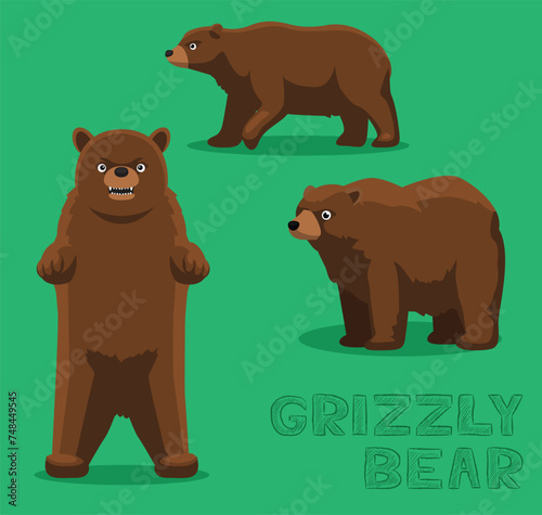 Grizzly Bear Brown Cartoon Vector Illustration