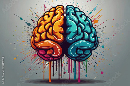 Illustration of colorful brain splash. Brainstorm and inspiring concept. Perfect for creative projects. SEO-friendly image.