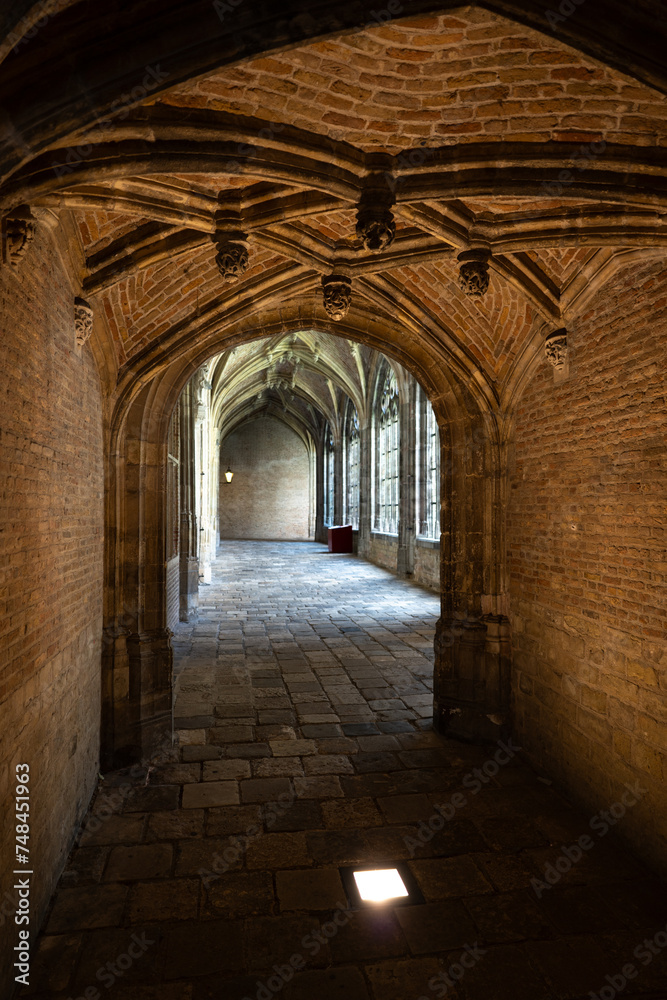 Hallways of a church in Middelburg in the province of Zeeland in The Netherlands.