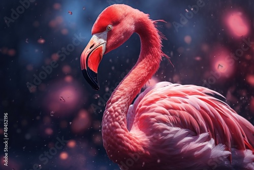Playful Pink flamingo safari. Safari wild. Generate Ai