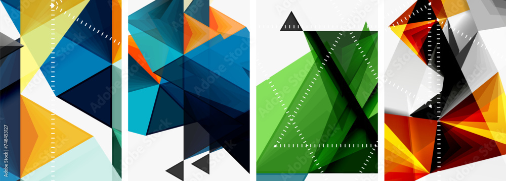 Triangle blend geometric concept poster designs for wallpaper, business card, cover, poster, banner, brochure, header, website